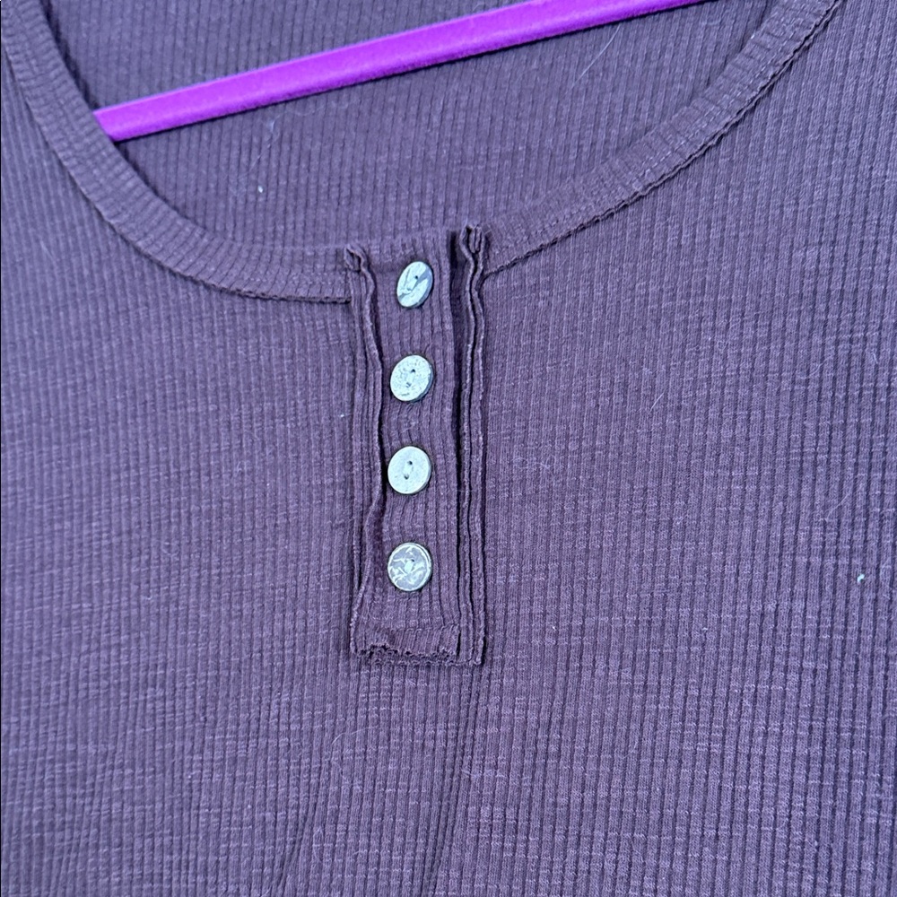 Brown Button-Detail Long Sleeve Top - Picture 4 of 5